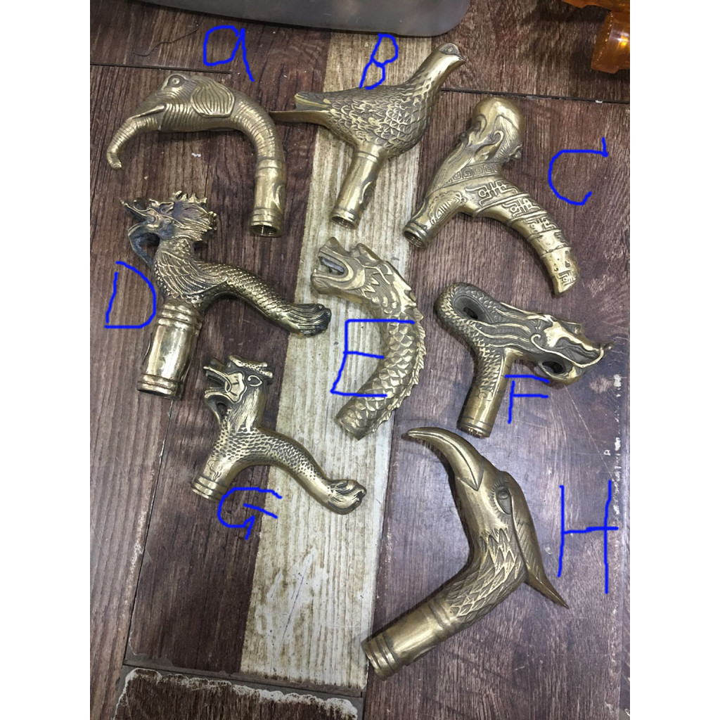 8 style choices Bronze Walking CASTING Crutch Head Walking Stick Dragon Elephant Pigeon Birthday Sta
