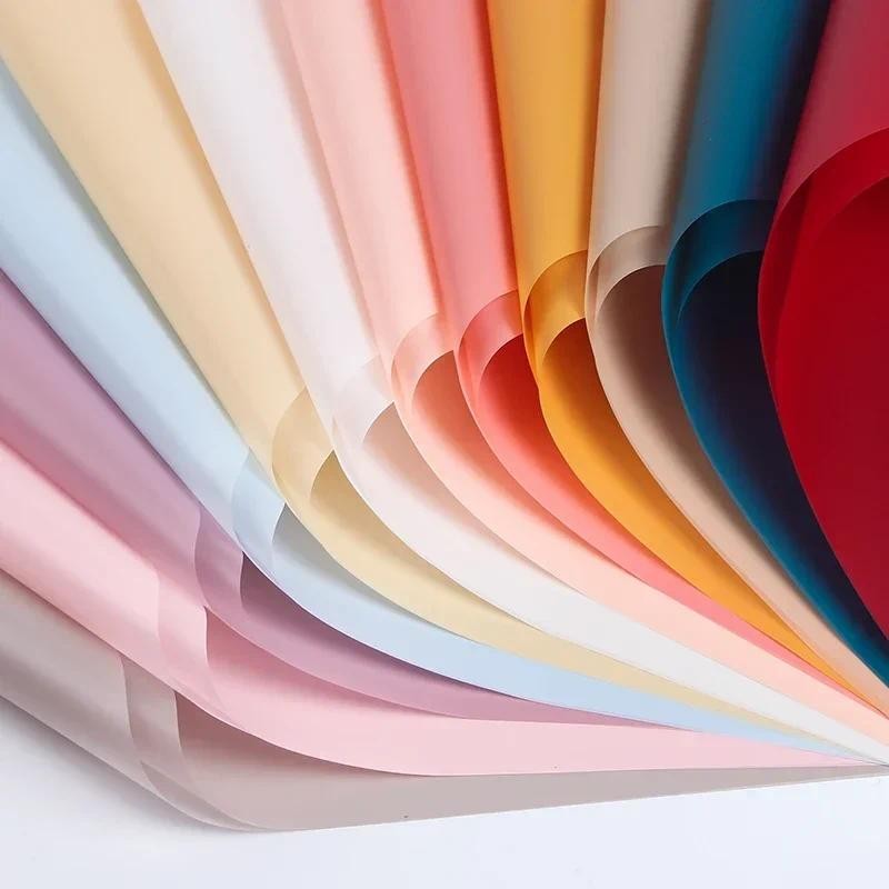

20pcs Plastic OPP Flower Packing Wrapping Paper Colors Matte Waterproof Papers Gifts Florist Material transluce Package 60x60cm