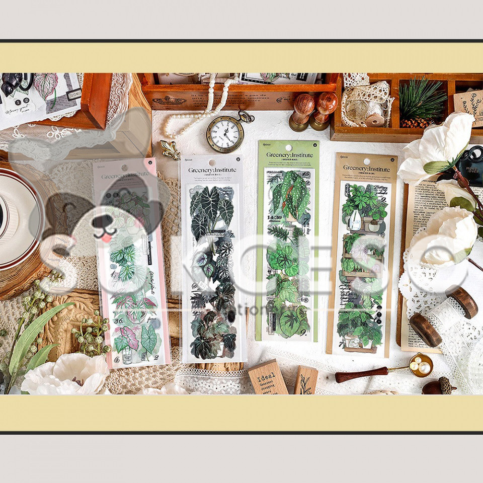 

Greenery Institute Plants Diary Deco Stickers Waterproof 6 Lembar