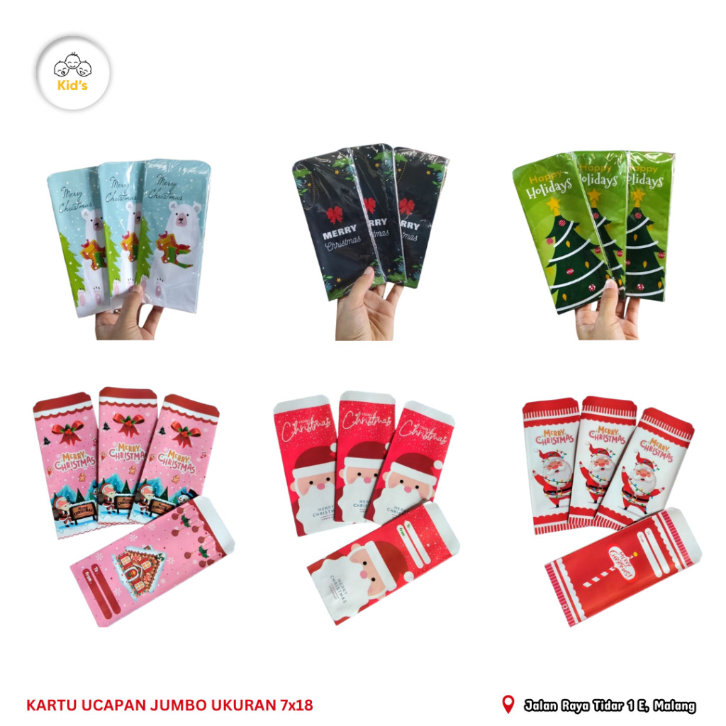 

ISI 10 PCS AMPLOP NATAL ANGPAU NATAL JUMBO/PANJANG HAPPY NEWYEAR UK7X18
