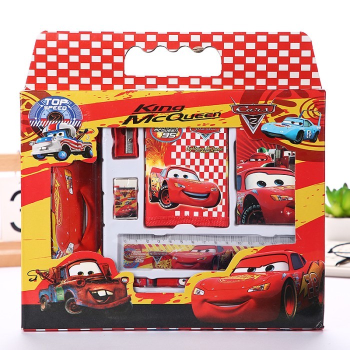 

⭐BISA COD⭐ Alat tulis set 8 in 1 box anakanak sekolah kartun pengaris kotak penc cars
