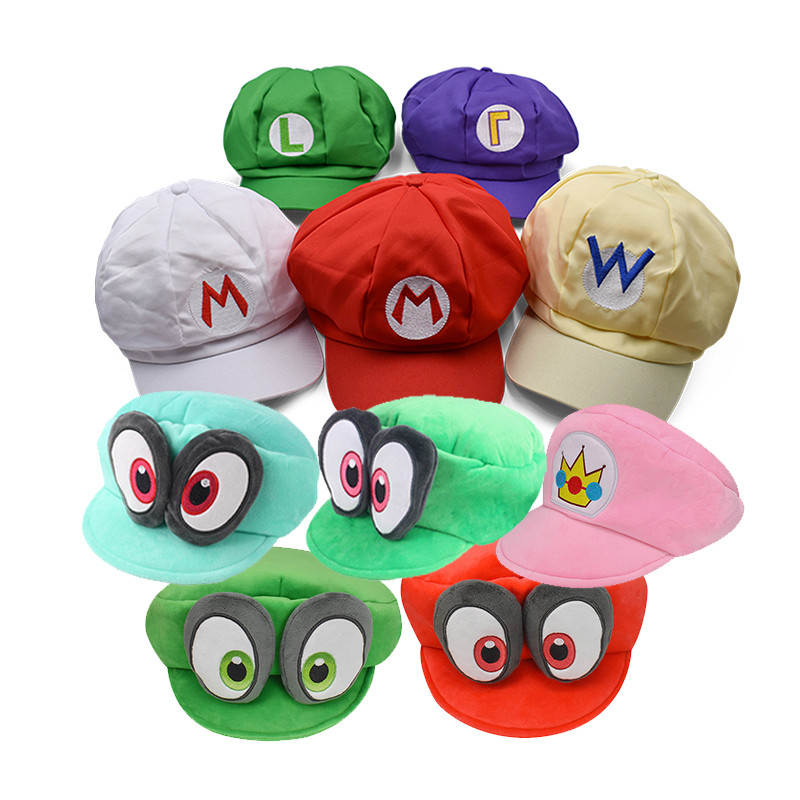 

New Mario Luigi Plush Hat Cappy Mushroom Cap Cute Pink Sunscreen Cap Soft Warm Headgear Cosplay Performance Party Festival Gift