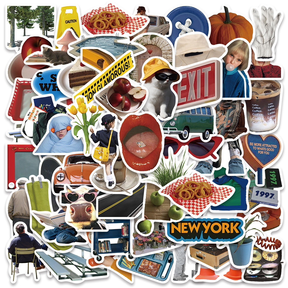 

63PCS Ins Style Cool Cartoon Stickers Cute Aesthetic Decals Toy DIY Decoration Laptop Suitcase Phone Bike Wall Car Sticker