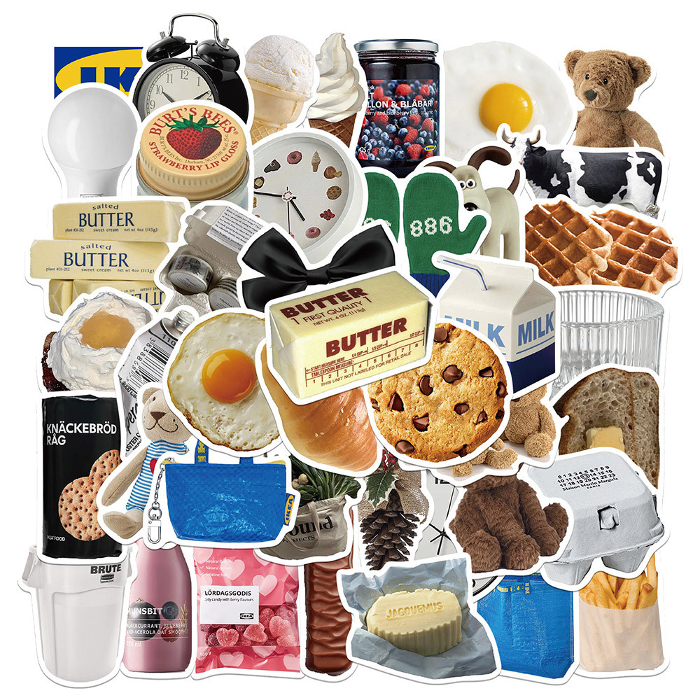 

10/30/50pcs Ins Style Cute Stickers Cartoon Milk Food Decals DIY Fridge Phone Suitcase Laptop Notebook Car Wall Sticker Kids Toy