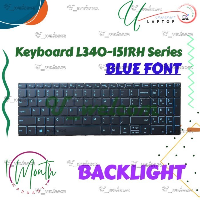 Keyboard Ideapad Gaming L340-15IRH Backlight Blue Font