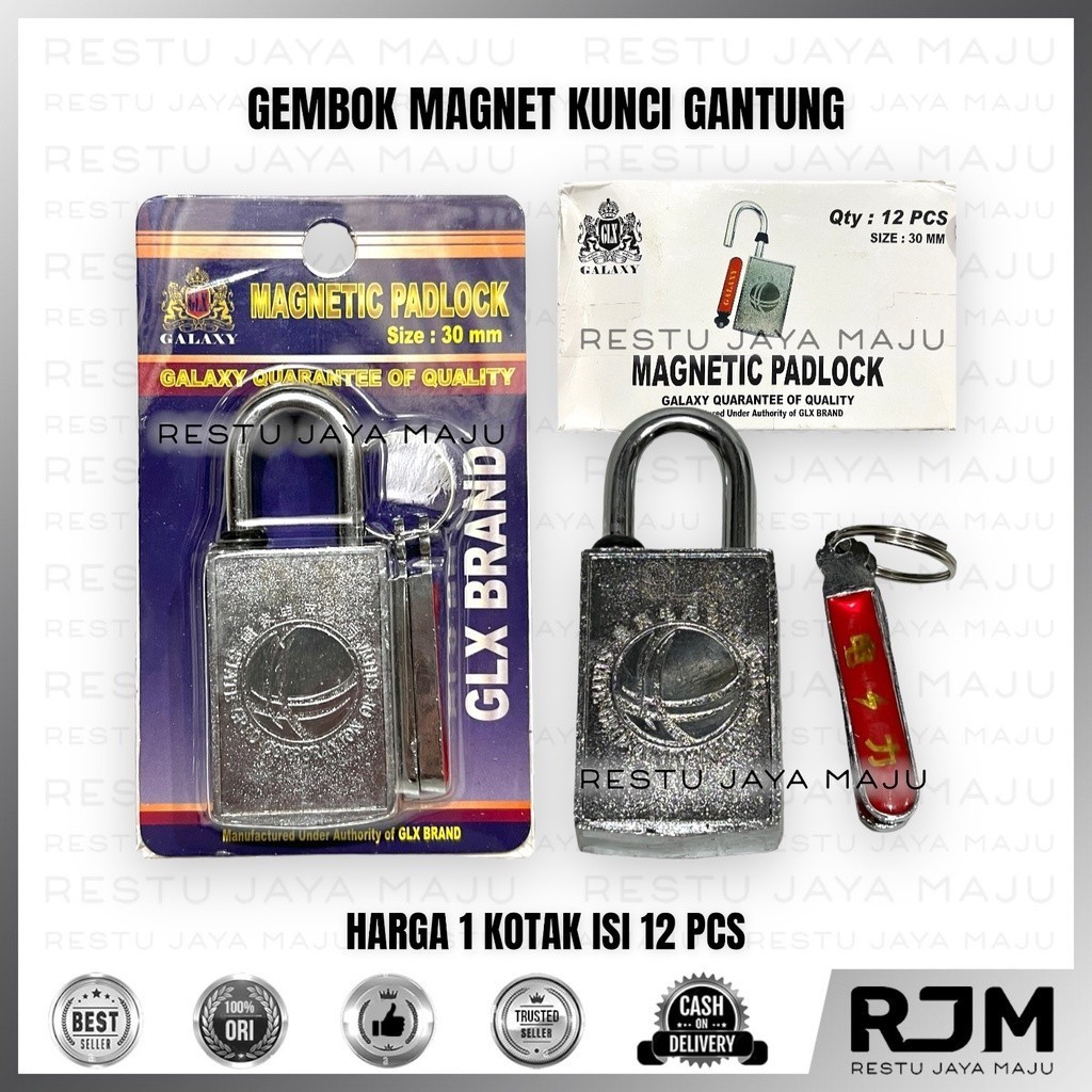 PROMO ONGKIR [12 pcs]  GLX Gembok Magnet  Kunci Gantung Tanpa Lubang Toko Anti Maling Besar