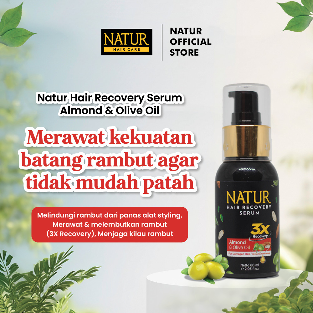 NATUR Hair Serum Olive Oil 60 ml Serum Rambut Rusak Kering Melembabkan rambut