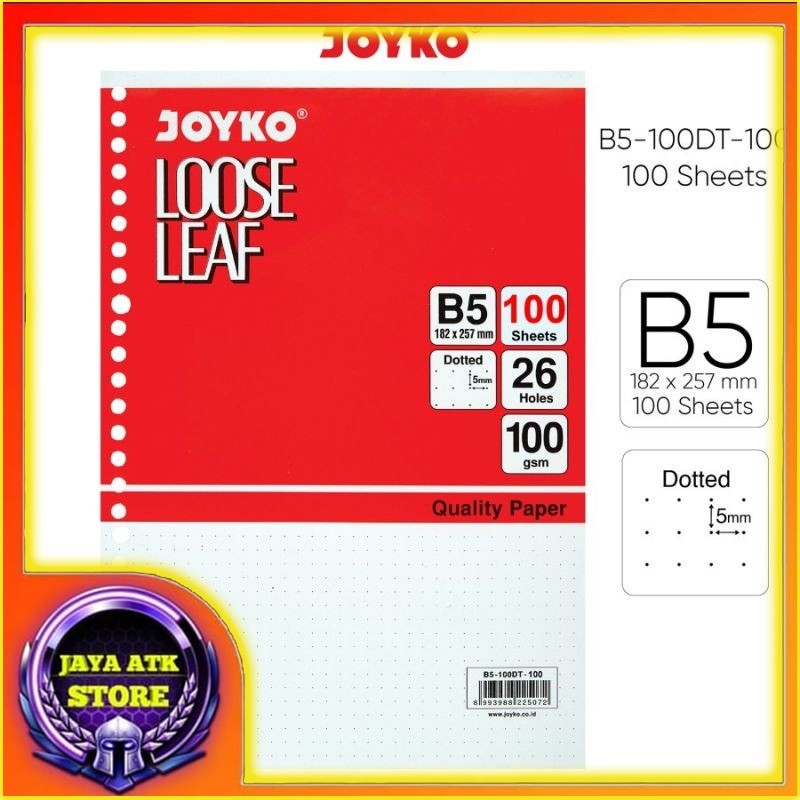 

Joyko Loose Leaf B5 Titik B5-100DT Isi Kertas File Binder Dot 100 Gsm Isi 50 Dan 100 Lembar