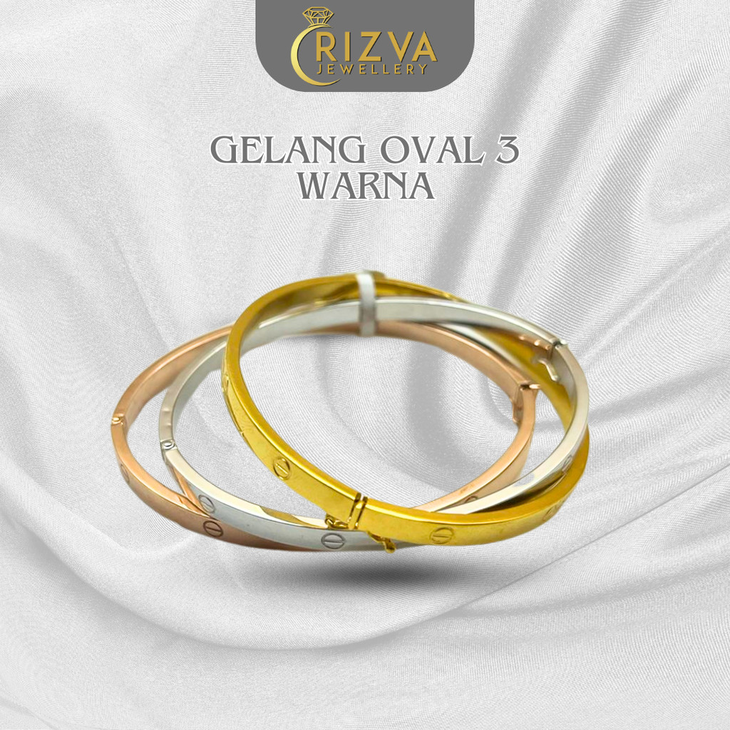 Gelang Cartier Oval Triple Emas Kadar 16K Rizva Jewellery