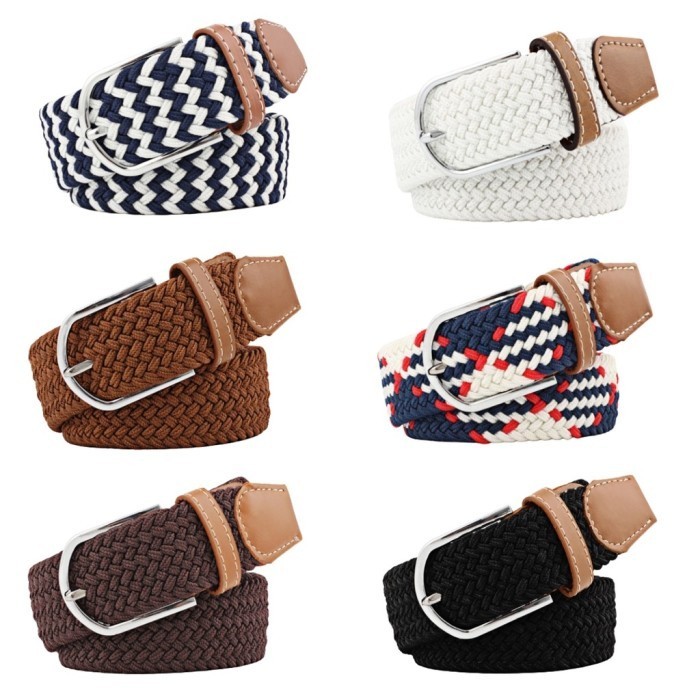 Sabuk Ikat Pinggang Gesper Elastis Rajut Canvas Pria Wanita Unisex Remaja Dewasa Extra Panjang 140CM Ukuran Jumbo Besar XXXL XXXXL Slim Warna Warni All Free Size 140 CM Elastic Tanpa Lubang Belt Casual Woven Canvas