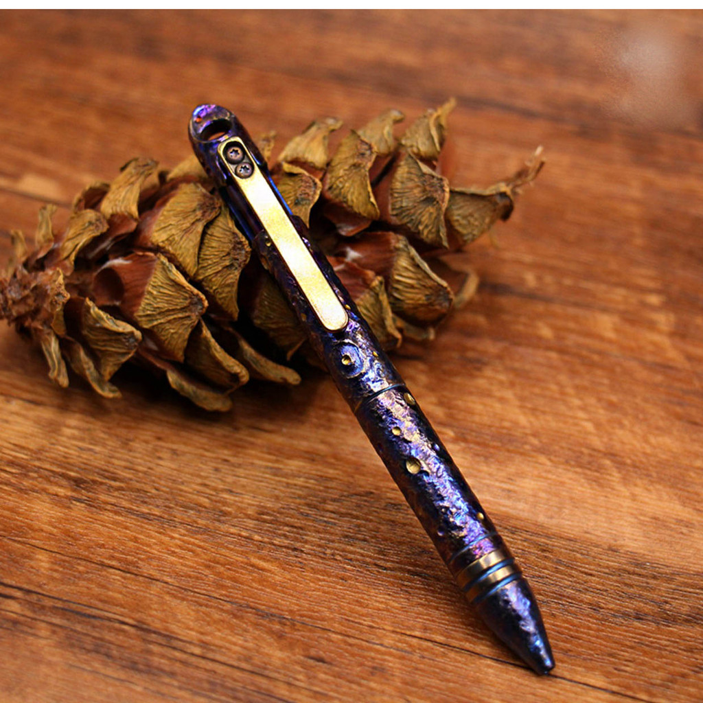 

1 Piece Hand Engraved Starry Night Titanium Alloy Ballpoint Pen Click Pen Writing Pen Business Office Pocket Pen