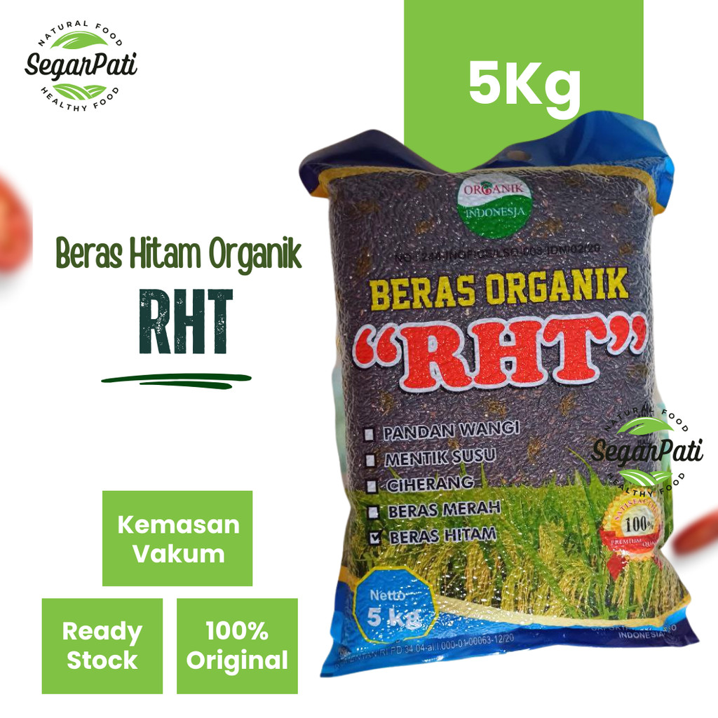

RHT Beras Hitam Organik Premium 5Kg Bersertifikat (Cocok utk Diet, Diabet )