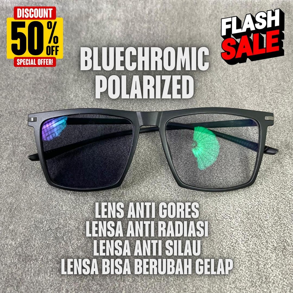 Kacamata Fashion - Kacamata Bluechromic Anti Sinar Radiasi Komputer Laptop Blueray Bisa Berubah Gela