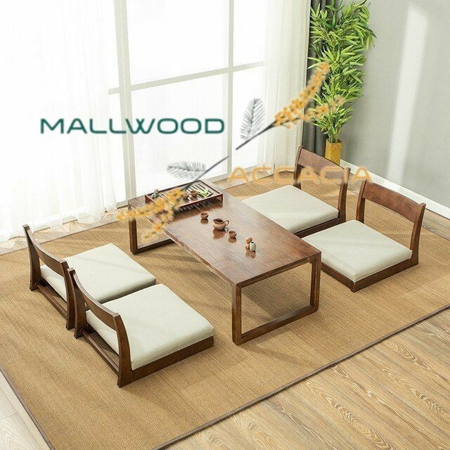 MALL WOOD Set Meja Makan Lesehan Model Jepang