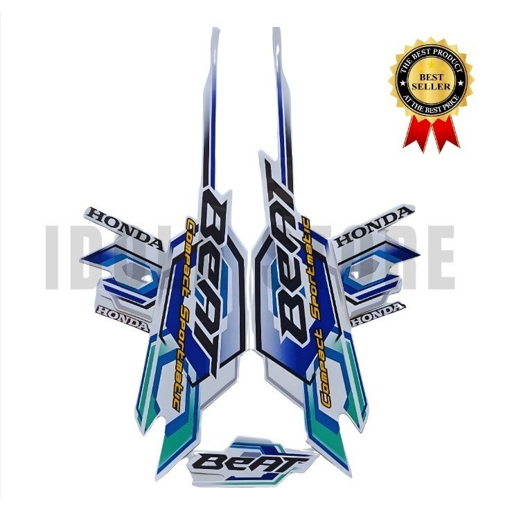 Sticker Striping Motor Honda Beat Karbu 2008 Putih Biru list body motor beat Karbu