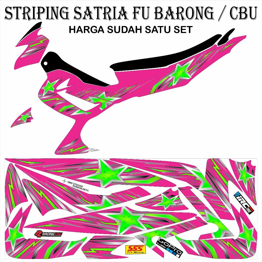 STRIPING VARIASI STICKER SATRIA FU BARONG / CBU MOTIF BINTANG