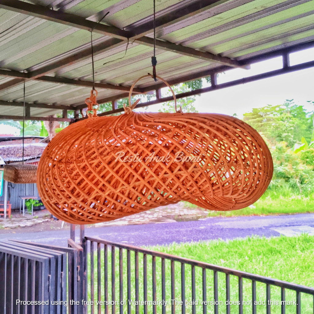 Cup Lampu Gantung  Rotan Bentuk Ombak Diameter 40cm Tinggi 15cm l cup lampu l lampu gantung l hiasan