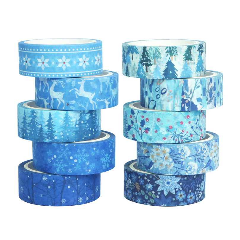 

10Pcs Winter Washi Tape Set Flower Masking Tape Cute Stationery Scrapbooking Washitape Journal Supplies Decorative Adhesive Tape