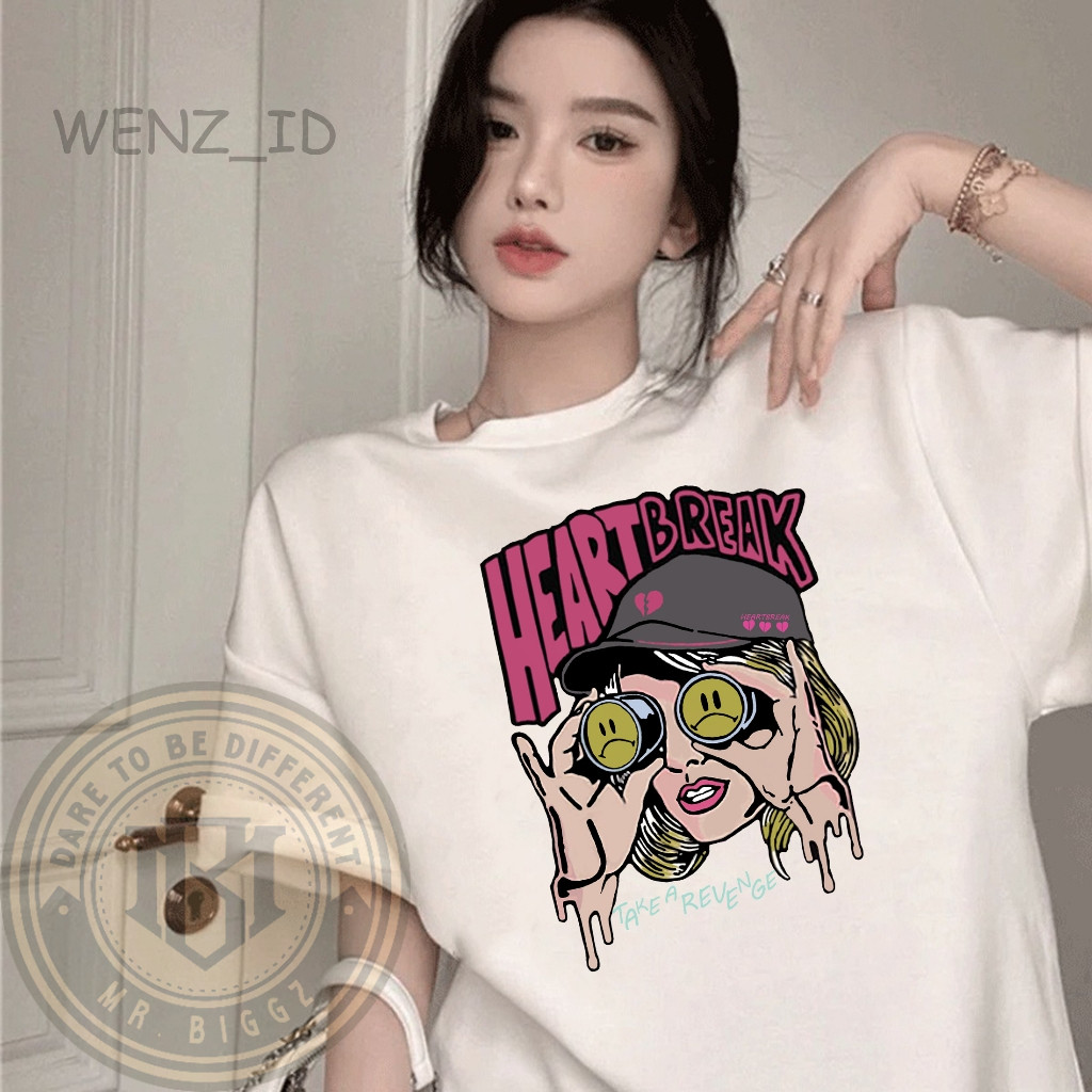Mr Biggz Oversized Tshirt Heart Break Katun Murni Original | Kaos Oversize Pria dan Wanita Big Size
