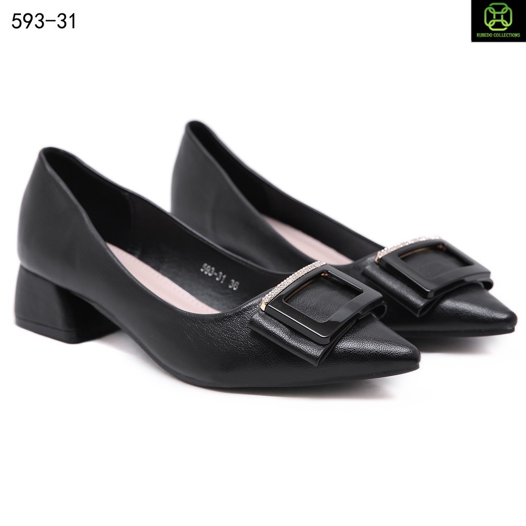 ELLORA 593-31 Sepatu Kerja Wanita Chunky Heels Hak Tahu Import 3cm