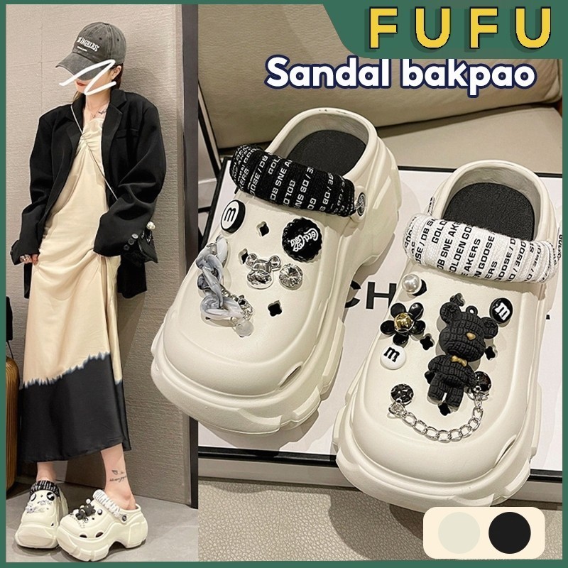 PROMO FUFU Sandal Sepatu Wegdes Wanita Sendal Baim Sandal Kodok Sendal Slip on Sepatu Sandal Wanita 