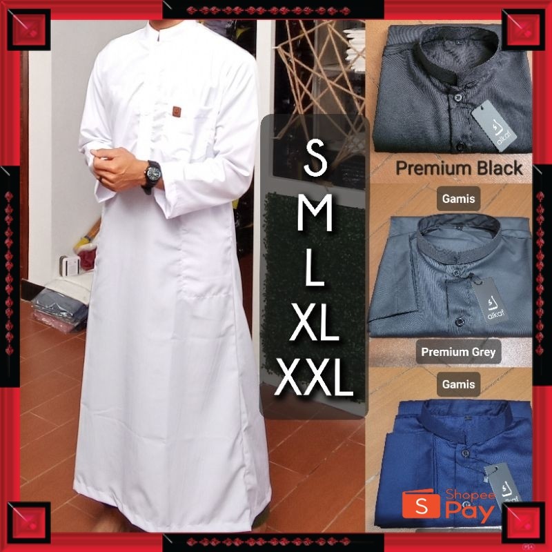 [PREMIUM ORIGINAL] Gamis pria gamis putih polos gamis hitam polos lengan panjang