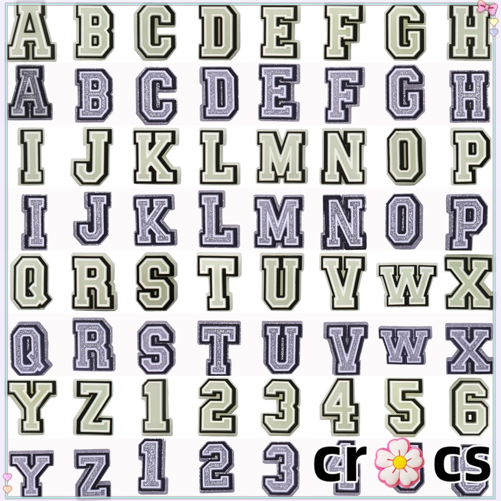 Jibbitz Crocs  AHG-102  Pin Sandal Bercahaya Bentuk Angka Huruf Glowing in The Dark< Pins Charm> Put