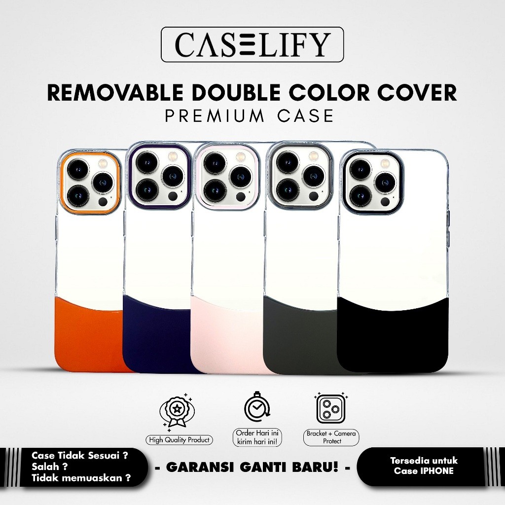 CASELIFY REMOVABLE DOUBLE COLOR COVER CASE IPHONE 11 12 13 14 15 PRO PLUS MAX