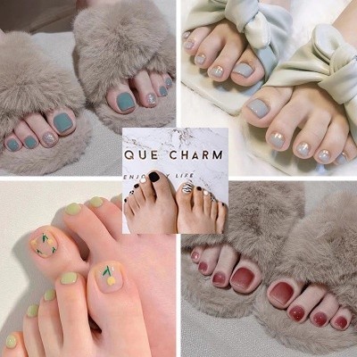 Kuku Palsu Kaki Dan Lem Toe Fake Nail Art 24pcs 847