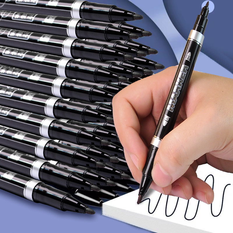 

WQN-6pcs Double Headed Permanent Marker Pen Set Fine Point Waterproof CD Marker Thin Nib Crude Nib 0.5mm-2mm Fine Color
