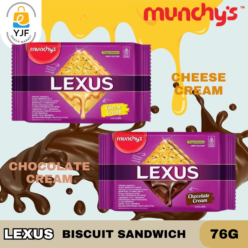 

Lexus Sandwich / Cracker / Kue / Kraker / Rasa Chocolate / Cheese Munchy's Kemasan 76g