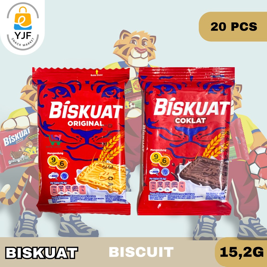 

Biskuat Biscuit 15,2g isi 20 PCS / Rasa Chocolate / Original / Biskuit / Snack / Cemilan / Kue