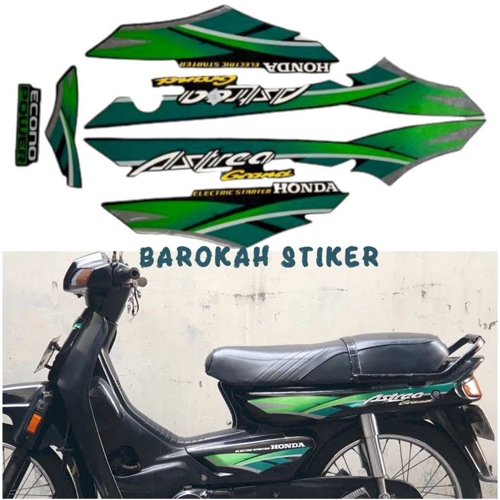 Strip Full Body Striping stiker polet list motor honda astrea grand 96 1996 hitam lis Hijau Fullset 