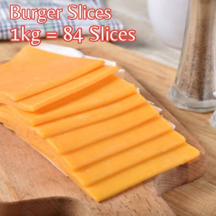 

Burger slice cheese keju Red cheddar slices 1kg 84 lembar imported