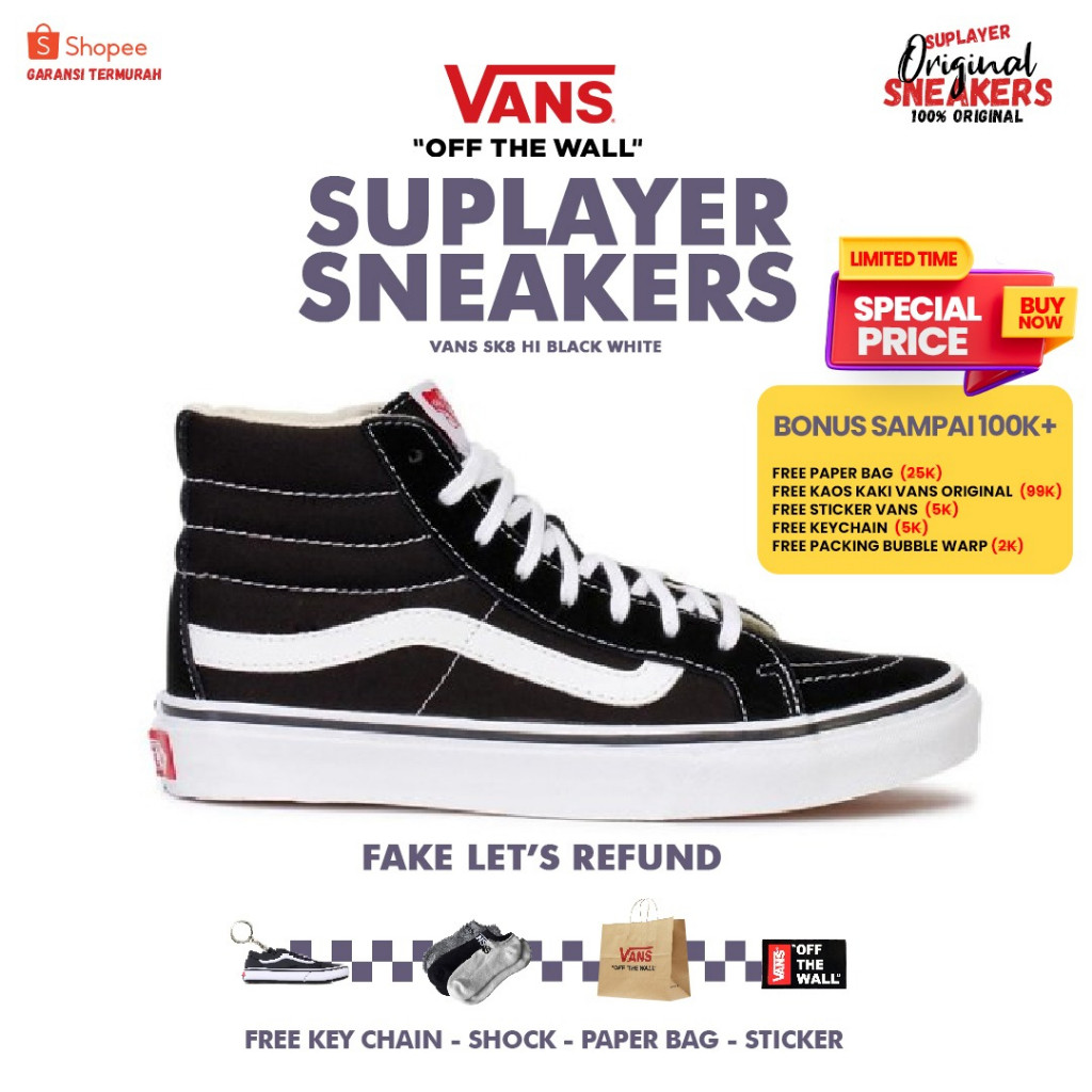Vans sk8 hi original Black White / Vans Sk8 High original EVB