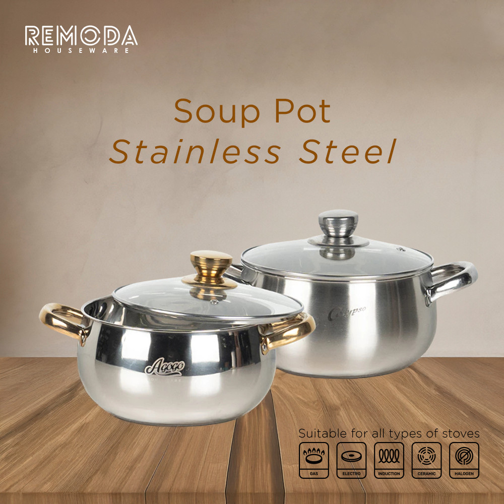 Agogo Soup Pot Silver & Gold 20-24cm Stainless Steel