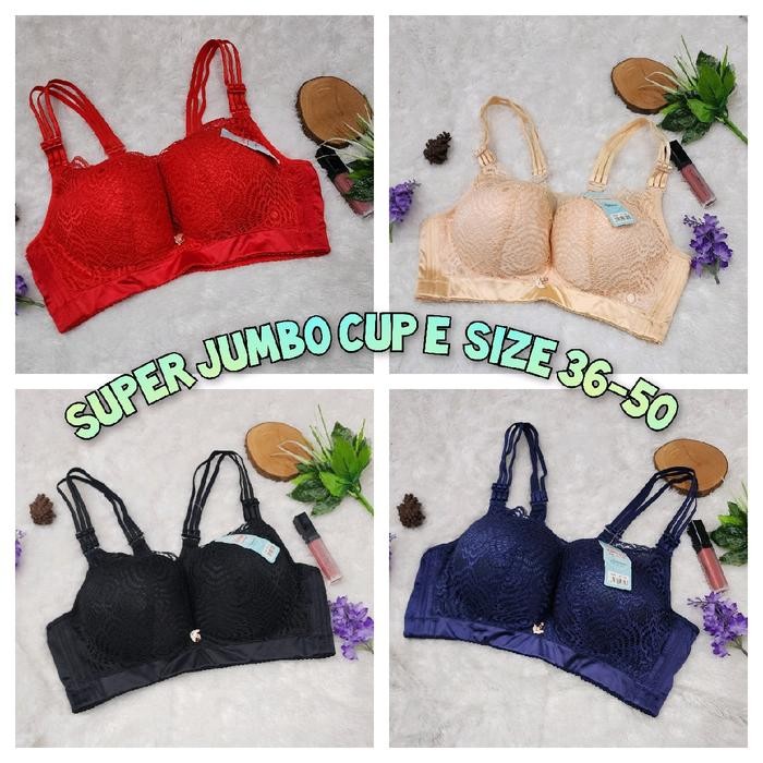 Bra wanita kawat SUPER SUPER JUMBO CUP E KAIT 5 bra penutup lemak art 163 - Merah Size 34, ISI 1PCS