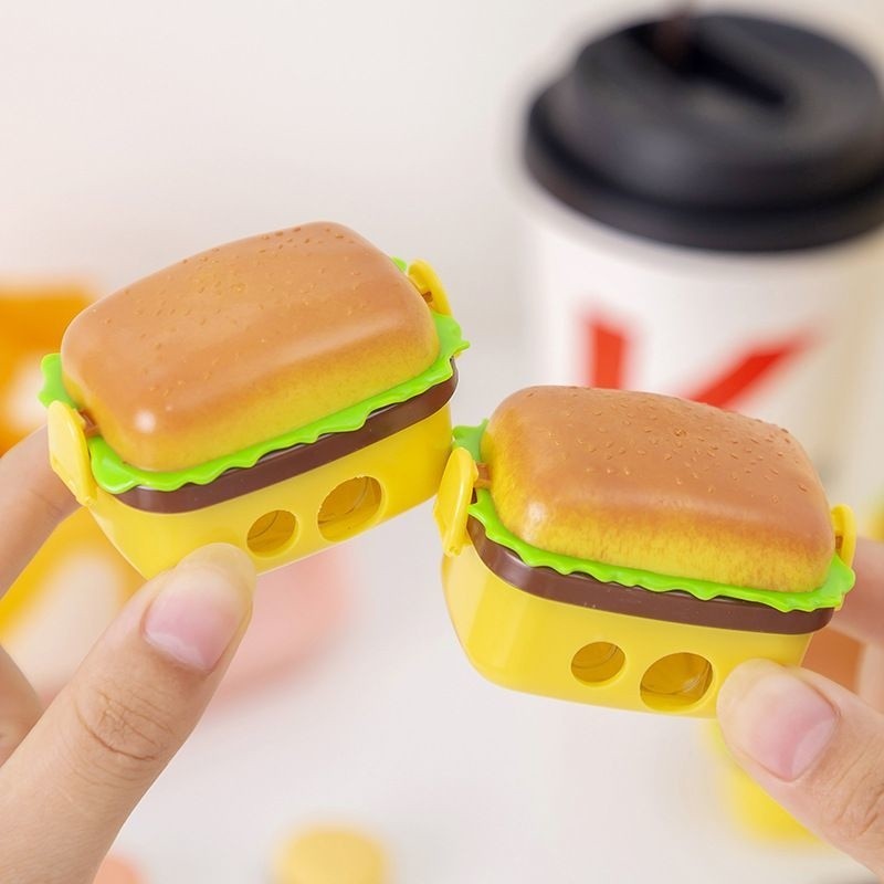 

2 Piece Pencil Sharpener Creative Hamburger Stationery Cartoon Accessories