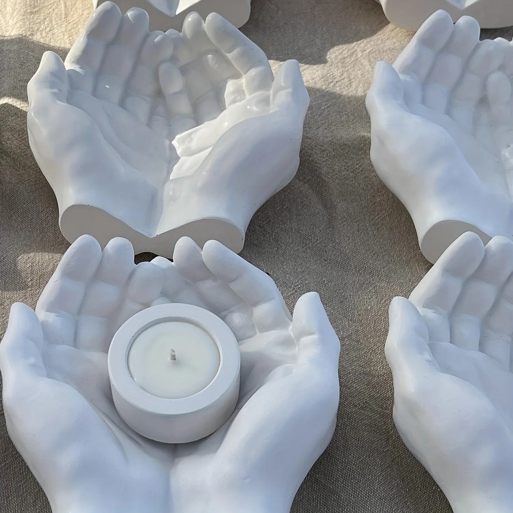 

1pc Hand Plaster Mold for Resin Casting and DIY Crafts - Jewelry Storage, Candle Holder, Succulent Pot - Home Decor Gift