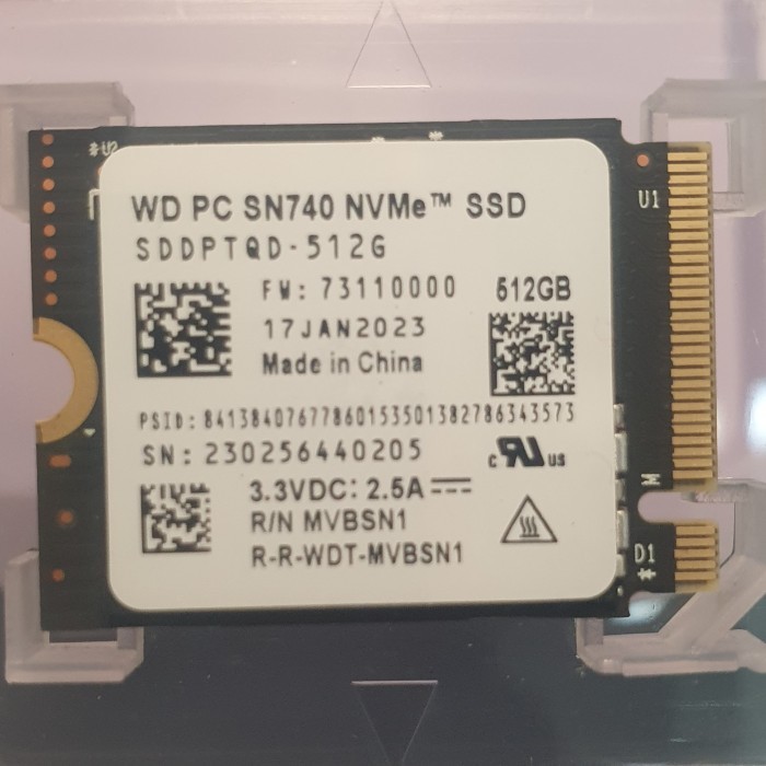 WD SN740 NVME SSD M.2 2230 PCIE Gen 4 for Steam Deck / ROG Ally / MS Surface - 512GB, Ally/Go/Claw