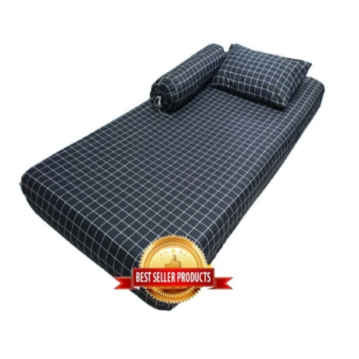 Sprei Ukuran 90x200 , 100x200, 120x200 - Seprei Single Motif Kotak - KOTAK HITAM, 120X200Sprei Aj
