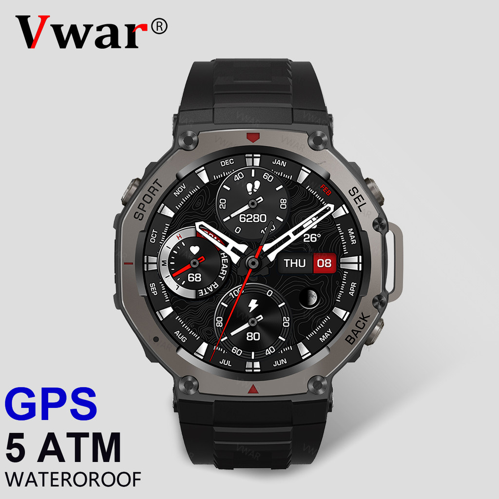 2025 NEW VWAR GPS Smart Watch For Men Tactical Smartwatch Compass Altimeter Barometric 5ATM IP69K Wa