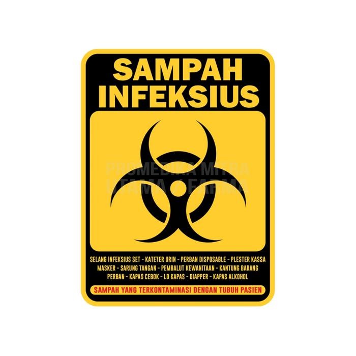 

Stiker jenis sampah infeksius - medis - organik - limbah B3 - jagalah kebersihan - Infeksius