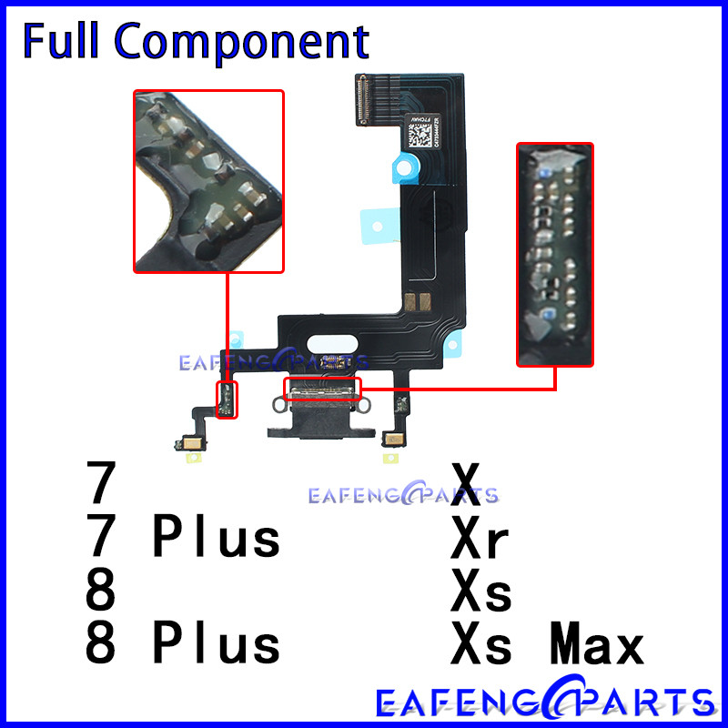 USB Port Charger Dock Connector Mic Cable for IPhone 7 8 Plus Xs Max X Xr Dock Charging Board Flex M