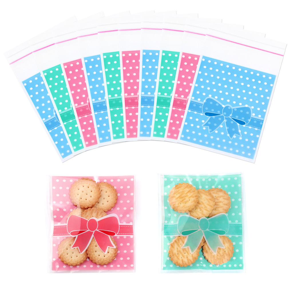 

100Pcs Plastic Transparent Cellophane Candy Bags Self Adhesive Different Style Candy Cookie Gift Bags For Wedding Birthday Party