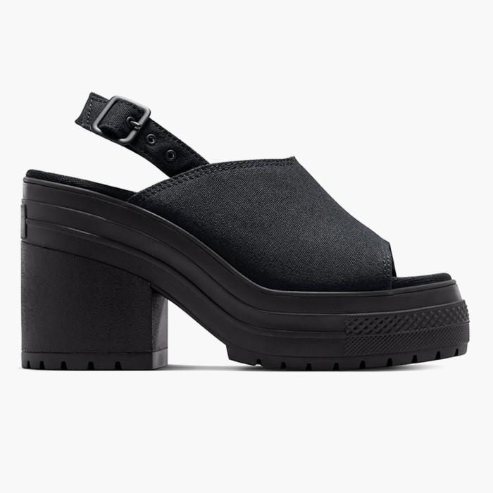 Sandal Wanita Converse Chuck 70 De Luxe Heel Mule Black White Black Original A12567C