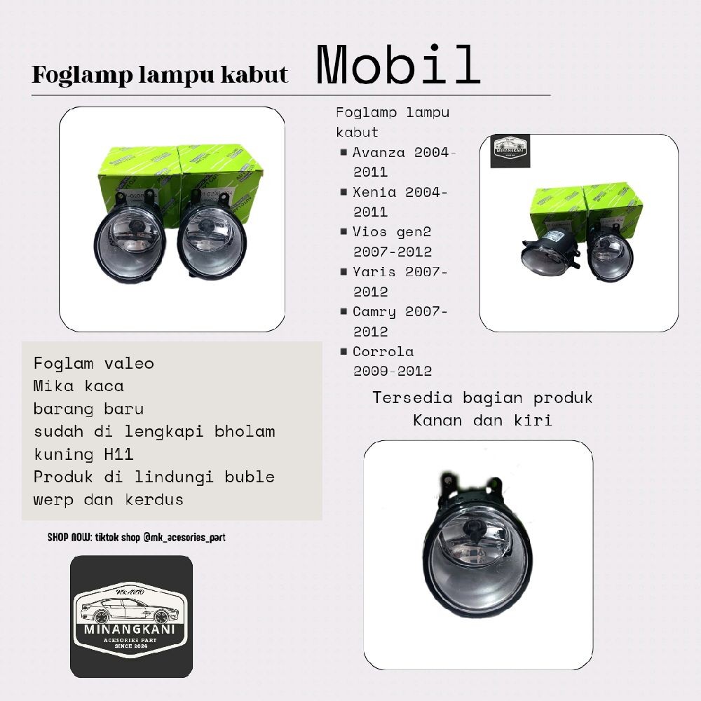 foglamp lampu kabut lampu bemper depan mobil Avanza 2004-2011 Xenia 2004-2011 Vios gen2 2007-2012 Ya