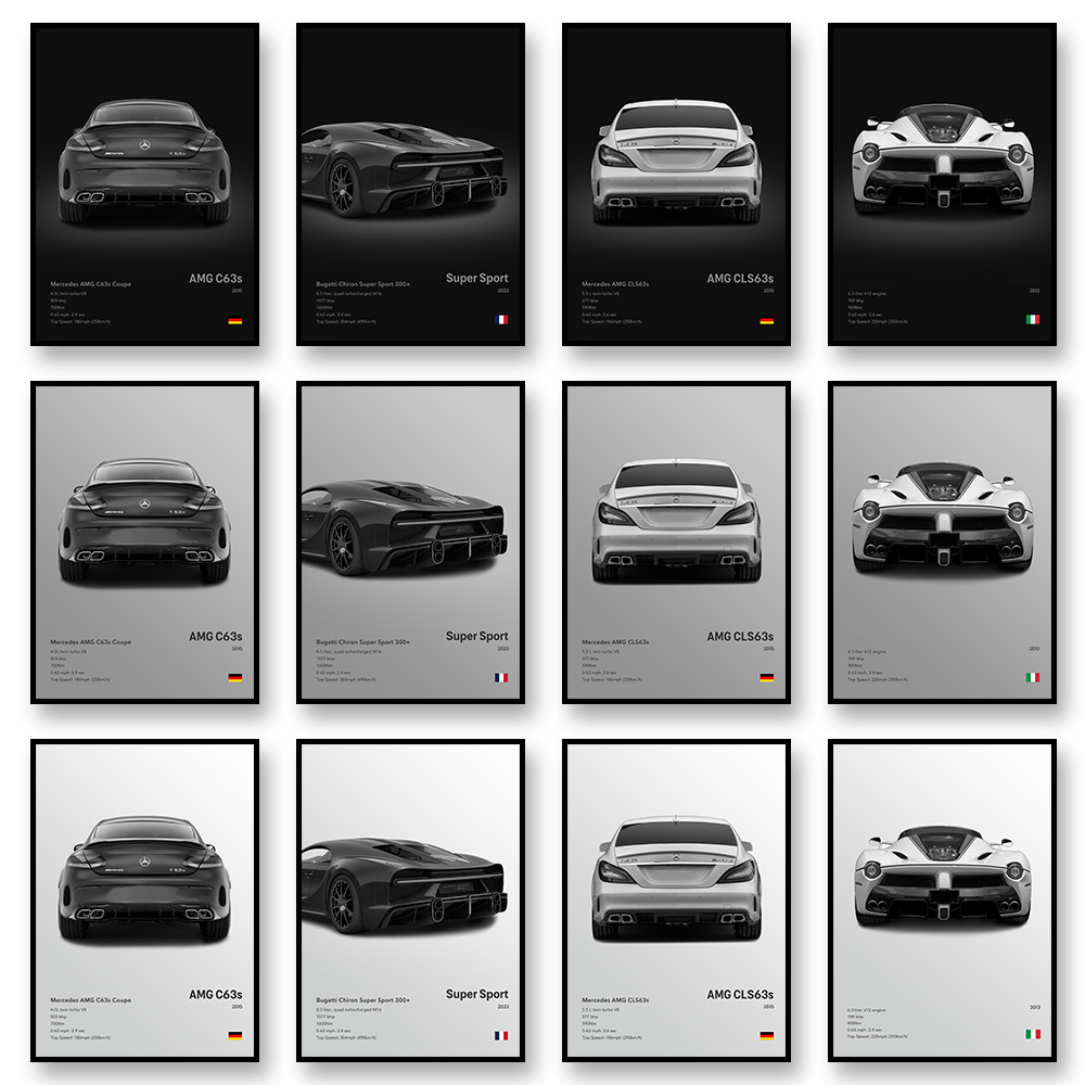 

Famous Cars Super Sport Canvas Wall Art Print Poster C63s Decorative Mural Modern Home Decor Birthday Gift Unframed