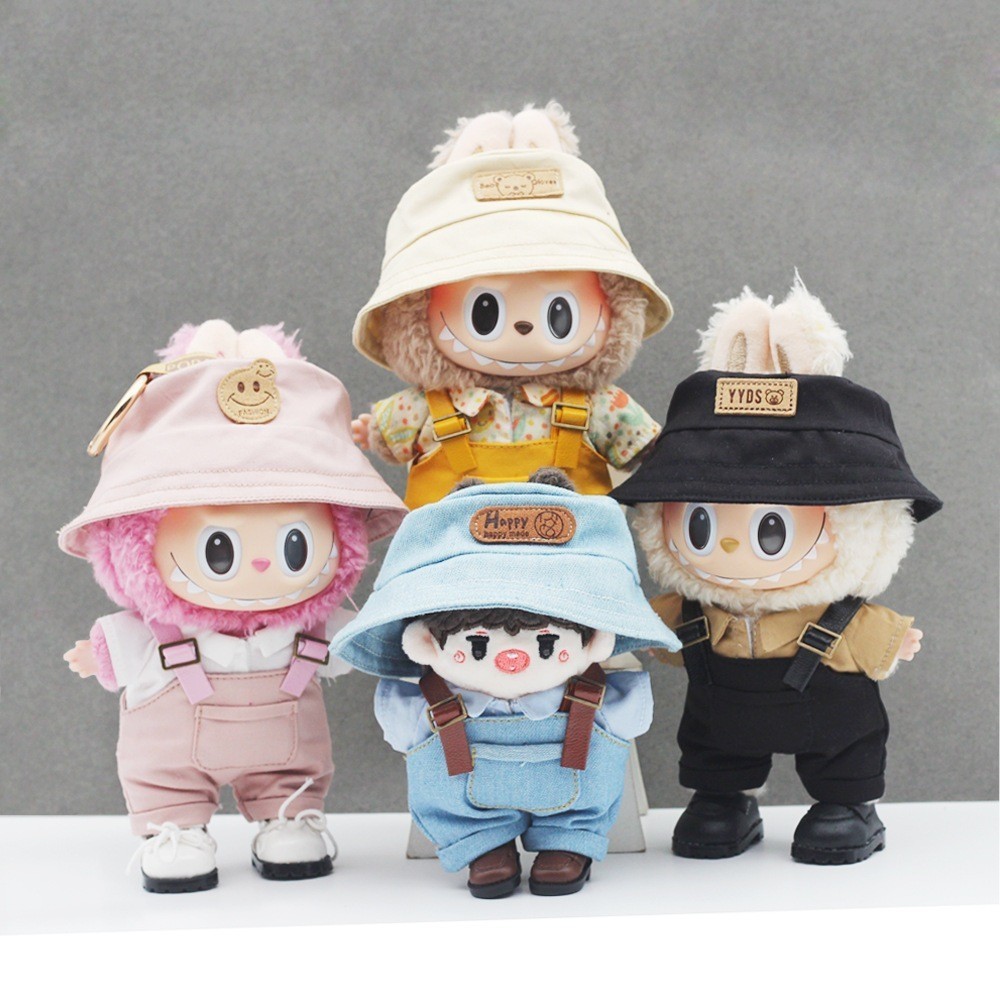 V1-V2 boneka labubu dolls-dol Handmade Hoodies Pants For 20cm Cotton Dolls Sweatshirt Knitted Hat Fo