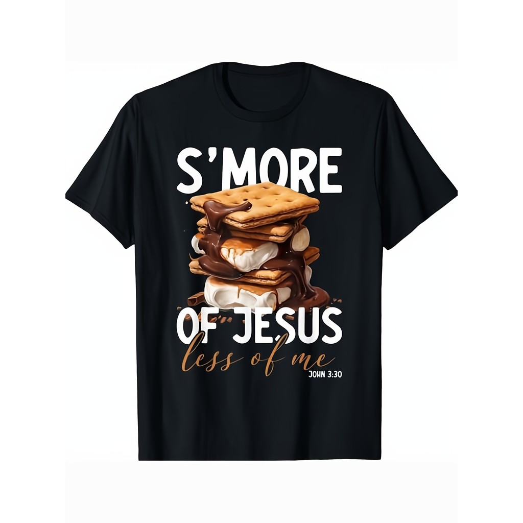Lebih Banyak Yesus, Kurang Aku, Kaos S'more Kristen Lucu, Atasan Fashion Pria, Cocok untuk Luar Ruan